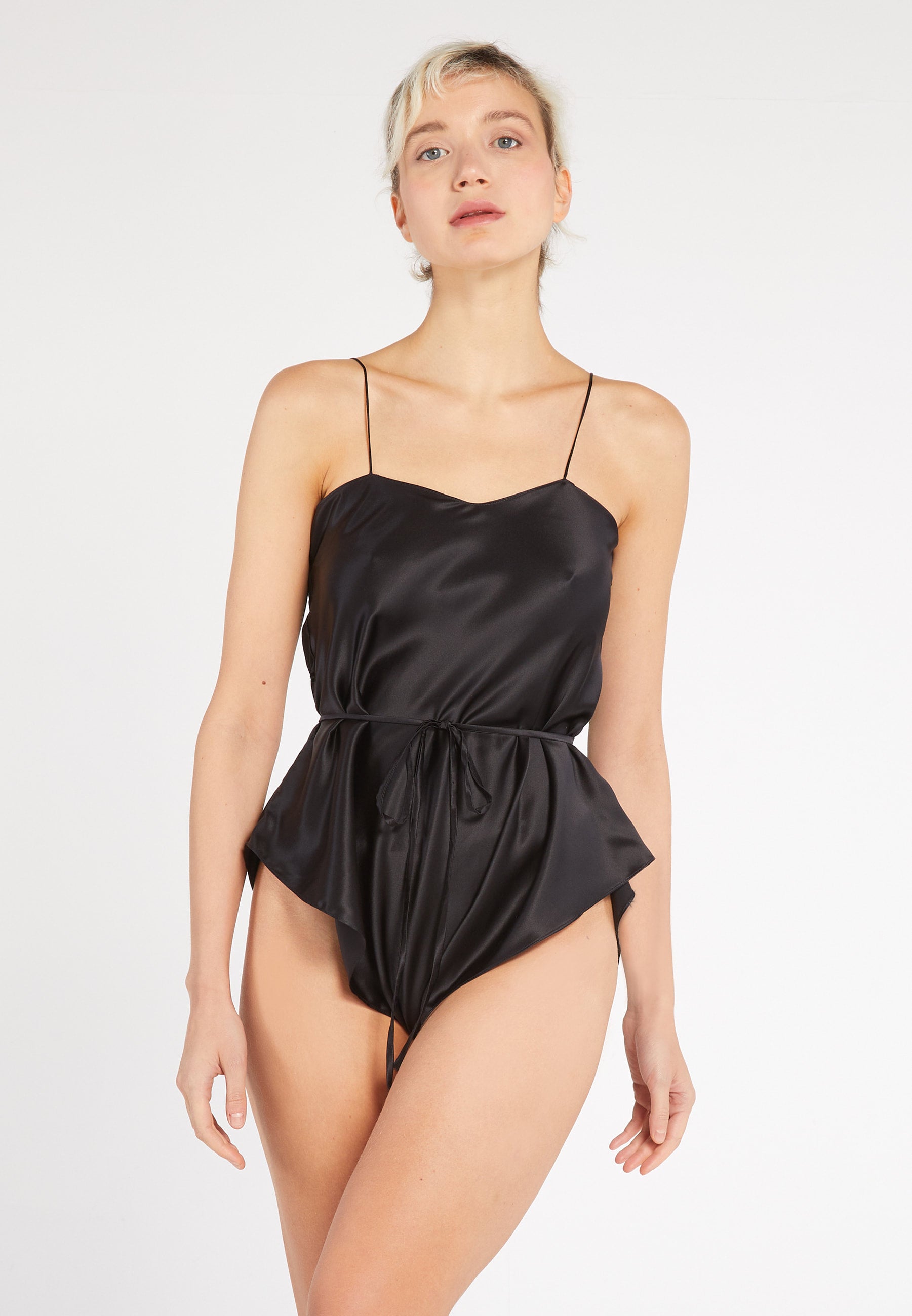 black silk teddy dress 80's Beverly Hills Silk Teddy In Black